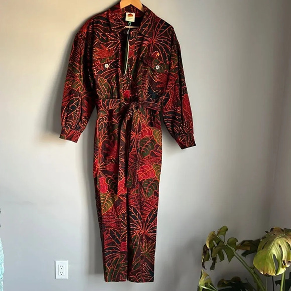 NEW FARM Rio Women Rainforest Black Canvas Jumpsuit Size Small - Picture 2 of 14